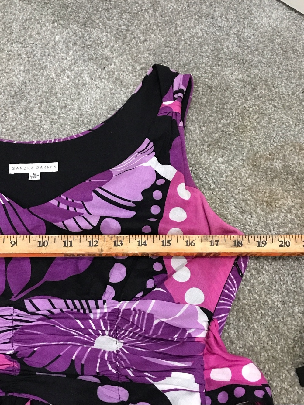 Sandra Darren Purple Floral V-Neck Midi Dress - Picture 10 of 12